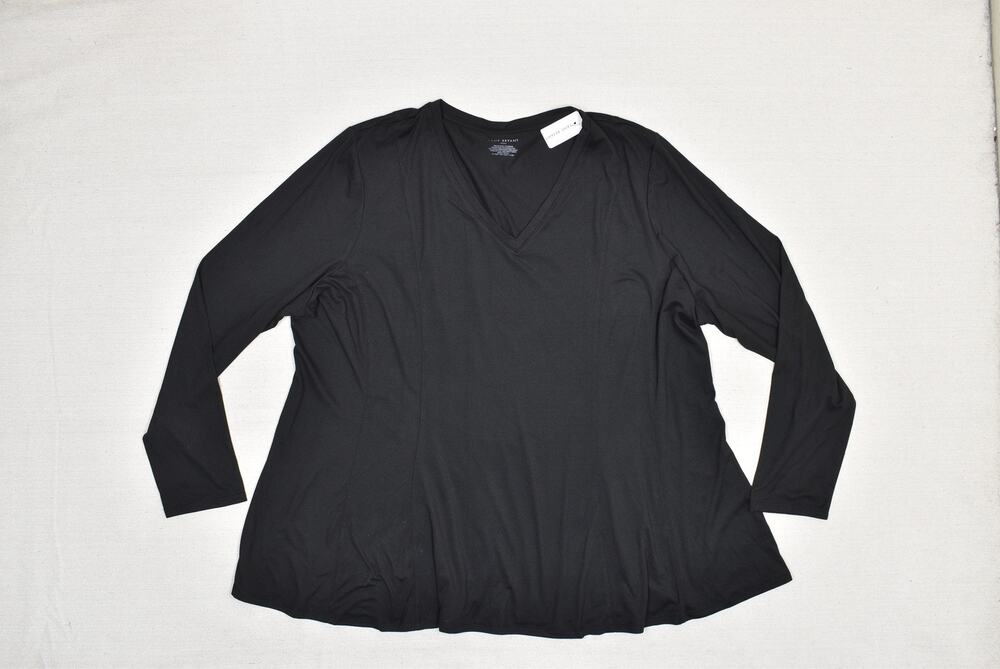 Lane Bryant Shirt Womens 22/24 Black Long Sleeve V Neck Stretch Nursing Top